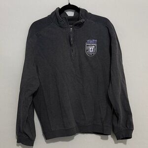 JMU Embroidered Quarter-Zip Pullover Sweater - Charcoal